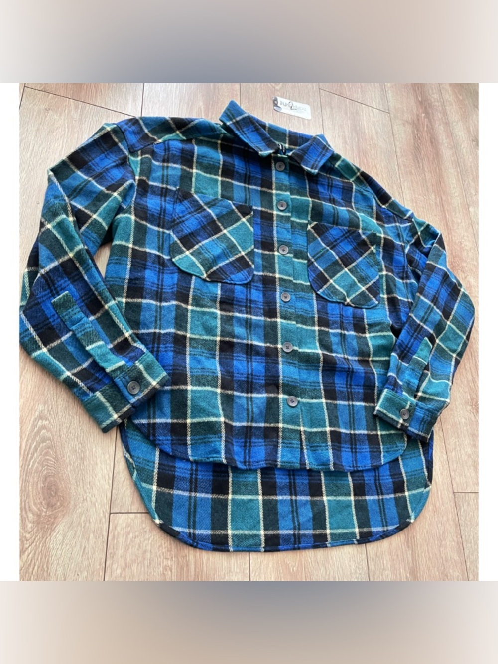 Zara Men's Blue & Green Plaid Flannel Shirt (USED)